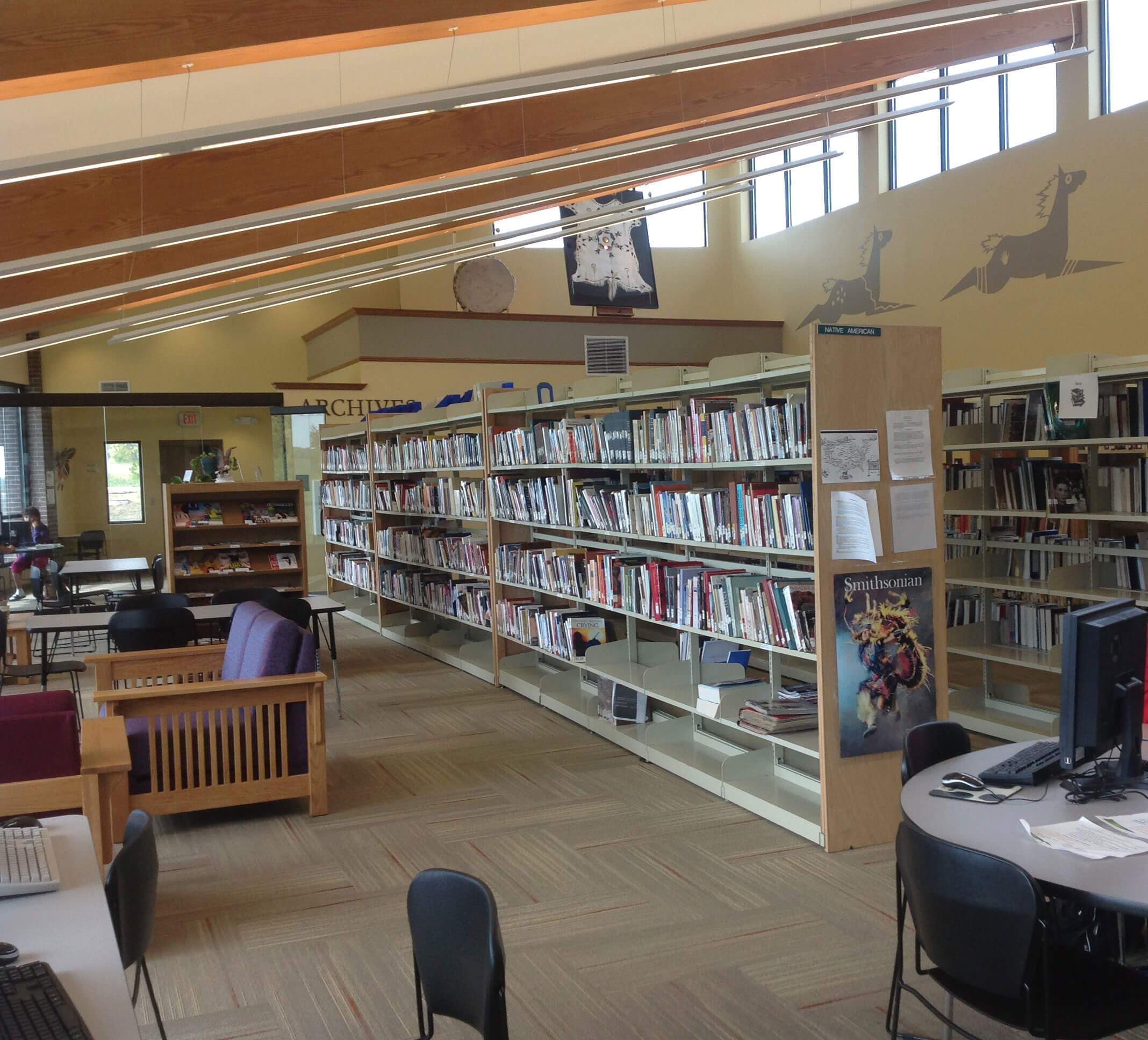 Interior picture of books in Sisseton Wahpeton College Library